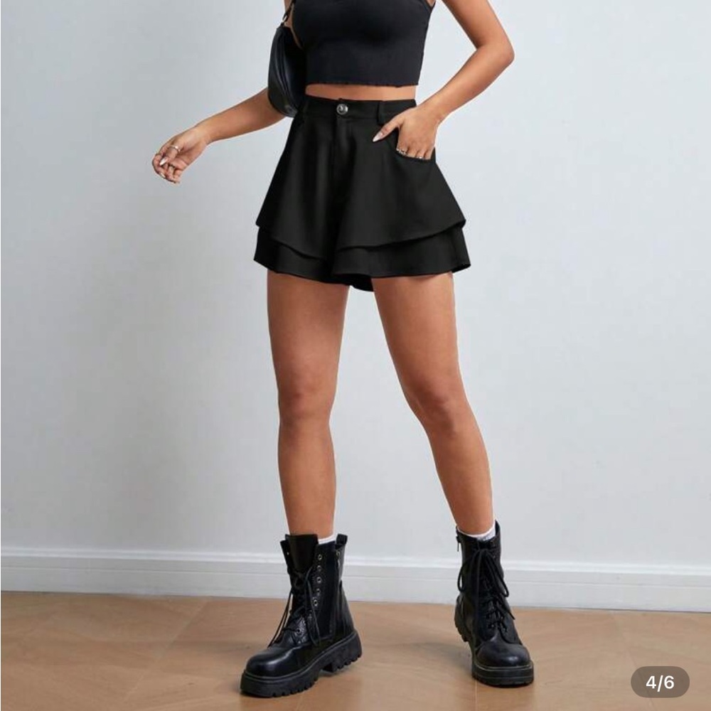 Black Layered Skirt with Boots